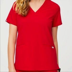 FIGS Pop Red Casma Scrub Top